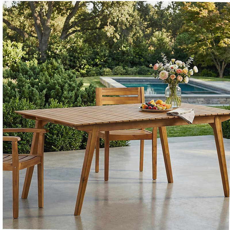 Table de salle à manger d'extérieur en bois massif de 69 po