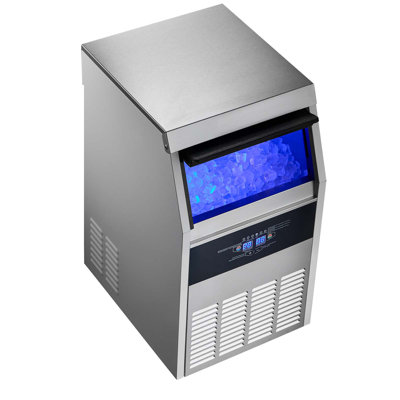 Machine à glaçons commerciale, 160 lb / 24 h avec capacité de rangement de 30 lb, encastrée / autoportante / sous le comptoir, machine à glaçons en acier inoxydable avec affichage DEL et autonettoyante, pour bar maison