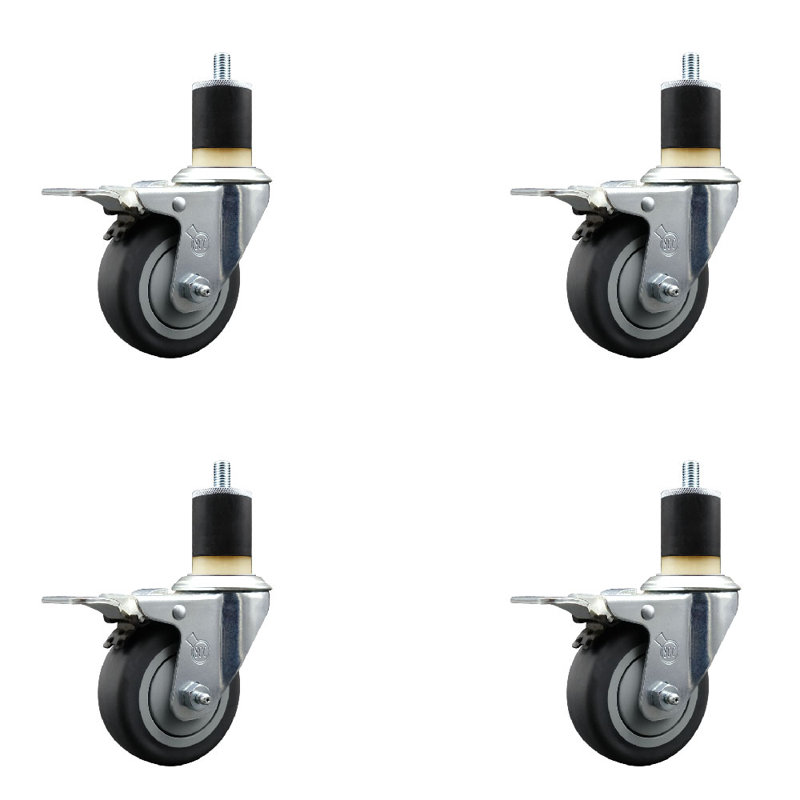 Jeu de roulettes extensibles en caoutchouc thermoplastique pivotant de 1-7 / 8 pouces