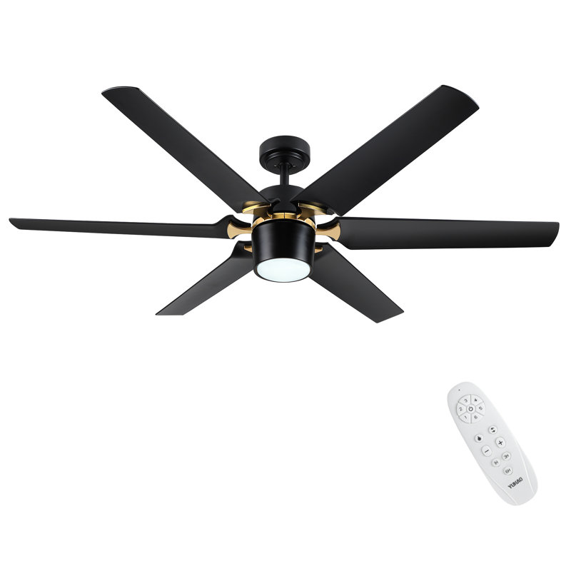 Modern 60'' Black and Gold Ceiling Fan with LED Light and Remote