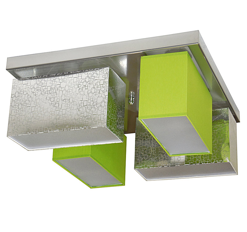 Eris-004 Fabric Flush Mount, Silver and green