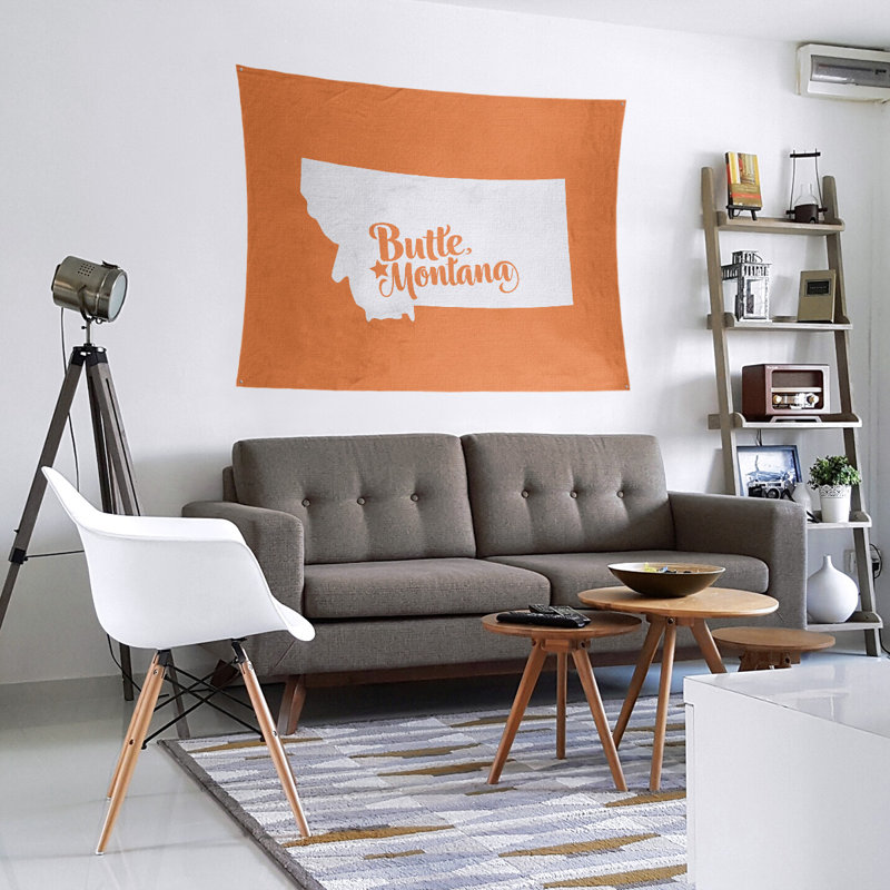 Tapisserie Butte Montana, H 27,5 po x l 37,5 po, Orange