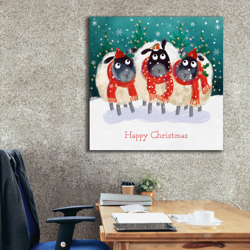  «Happy Sheep Trio» par Elle Media Group, art mural sur toile, 37 po x 37 po