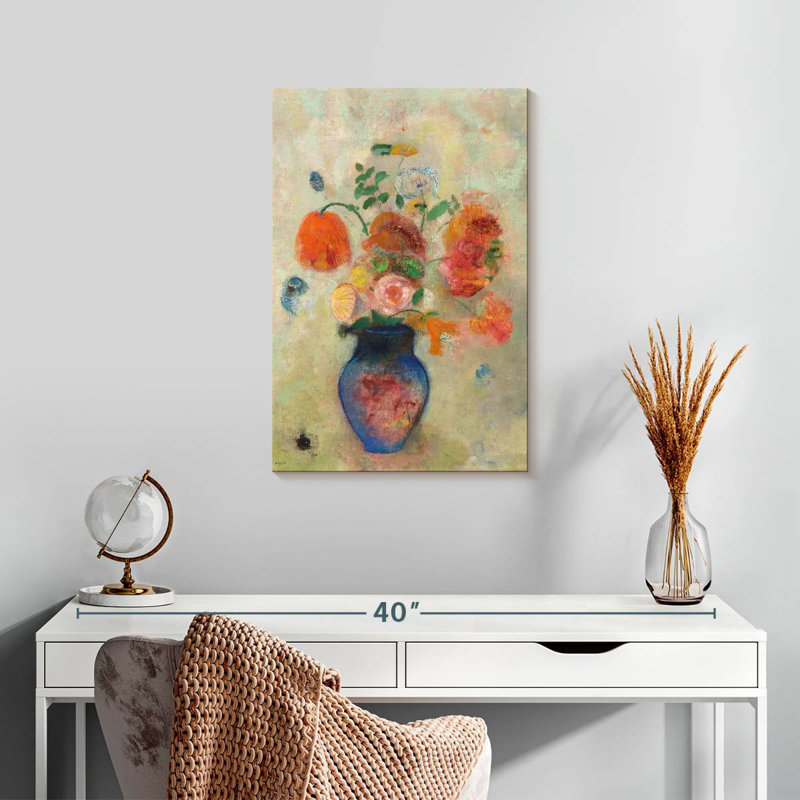 Grand vase Harnek avec fleurs 1912, H 24 po x l 16 po