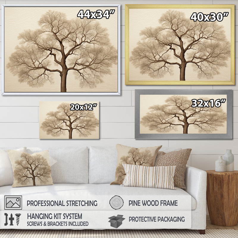 «Brown Oaks Outline III», reproduction sur toile, H 30 po x l 40 po x P 1,5 po, Cadre simple noir