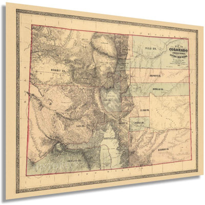 " Vintage 1862 Colorado Territory Map " Color Photography Print