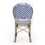 Ensemble de 2 chaises bistro d'extérieur sans accoudoirs en rotin PE et aluminium, bleu marine et imprimé bambou