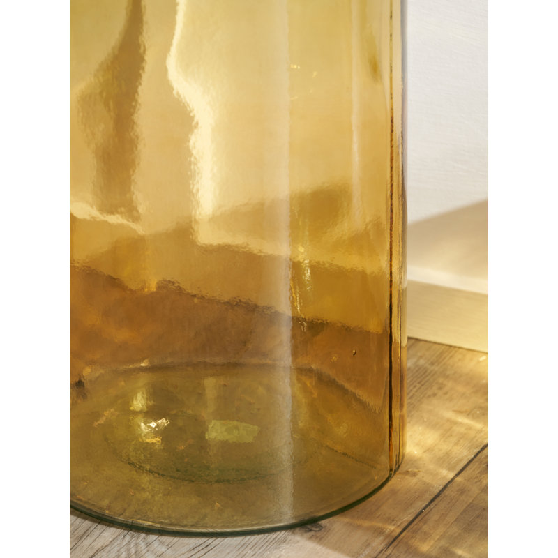 Handmade Glass Floor Vase, Yellow