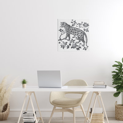 Toile léopard à détails monochromes, design par lettré et doublé
