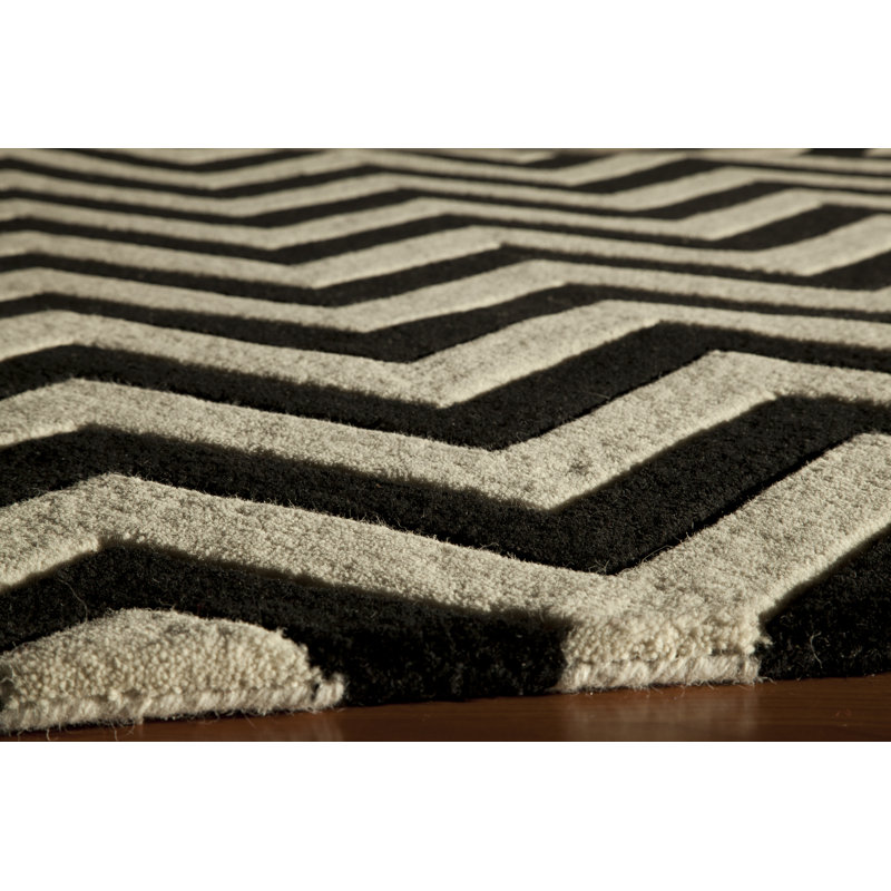 Delhi Hand-Tufted Black/Ivory Area Rug, 8' x 10'