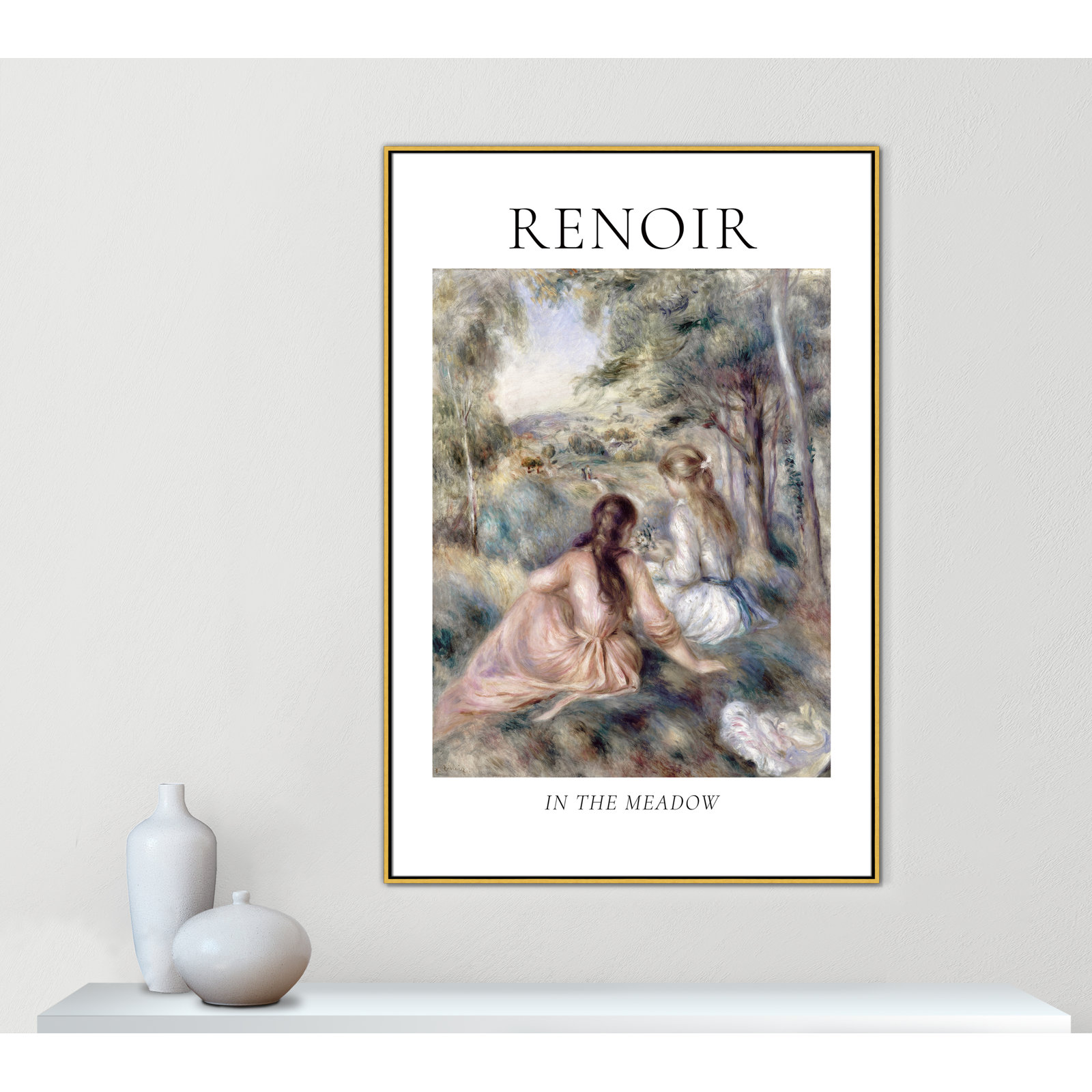 Old Masters Collection "In the Meadow" Print, Gold Floater Frame, No, 61.5" H x 41.5" W x 2" D