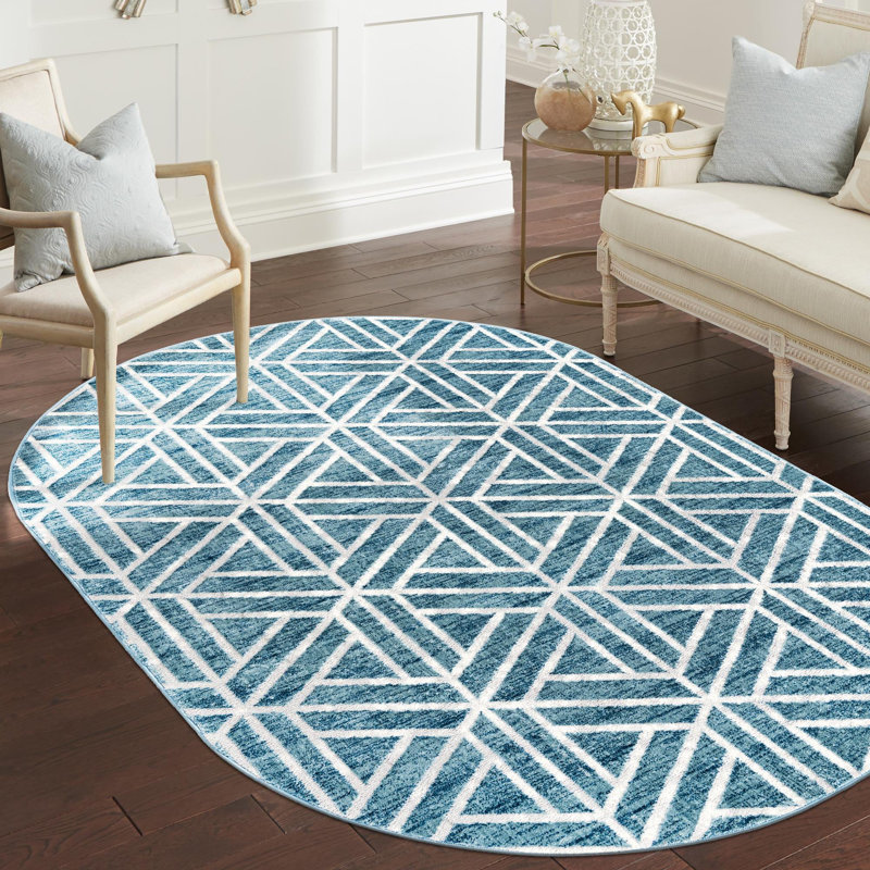 Eshin Abstract Indoor Rug, Oval 5'3" x 8'