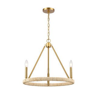 Abaca 27'' Wide 6-Light Chandelier - Satin Brass