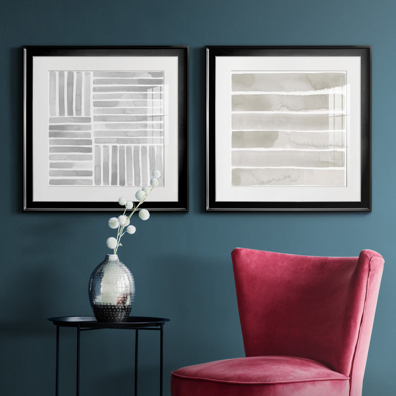 " Muted Eccentricities I " 2 - Pieces, Framed Print with Mat, 16" H x 16" W x 1" D, Black