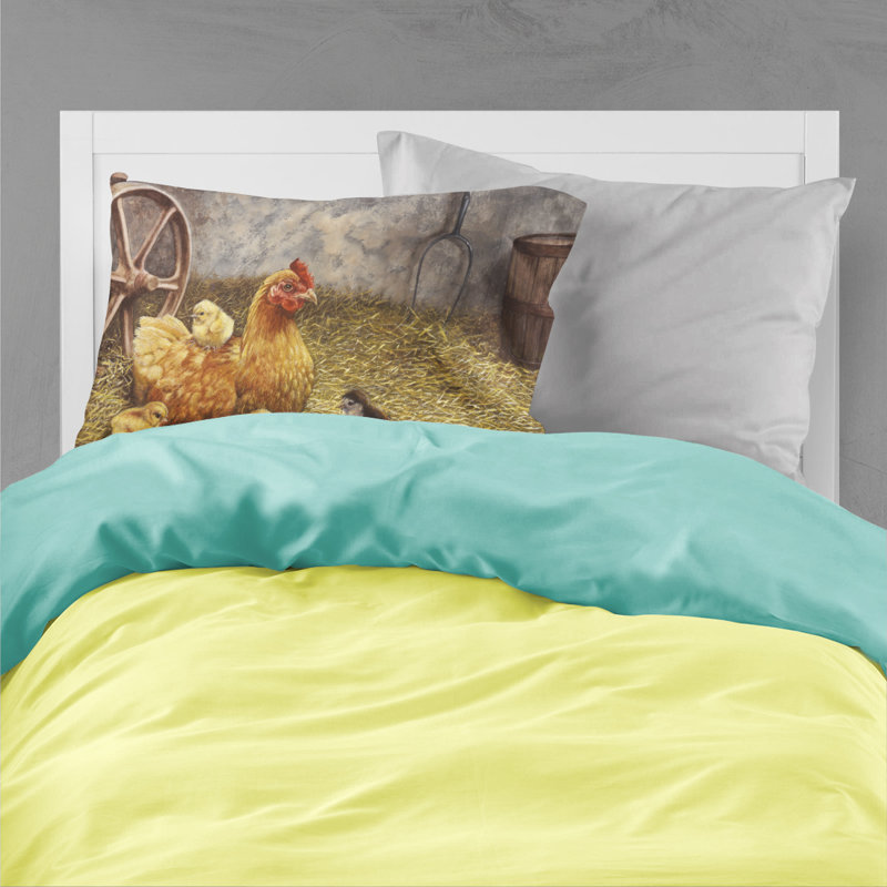 Taie d’oreiller à poule et poussins de poulet