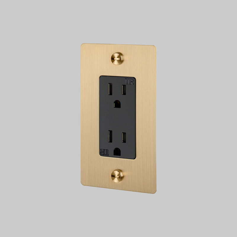 1G Duplex Outlet / Without Logo , Brass