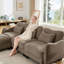 Canapé ergonomique modulaire en L en chenille avec coussins lombaires et repose-pieds-429405972-429405975