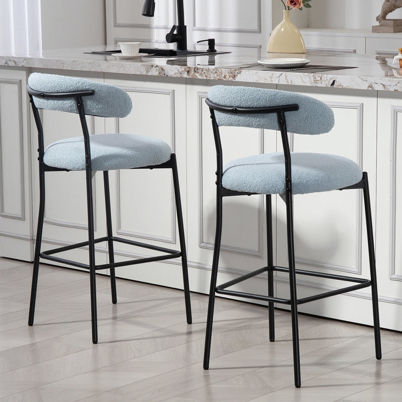 Tabouret de bar 26 po à hauteur de comptoir avec tabouret de bar et housse en tissu noir avec revêtement thermolaqué et repose-pieds
