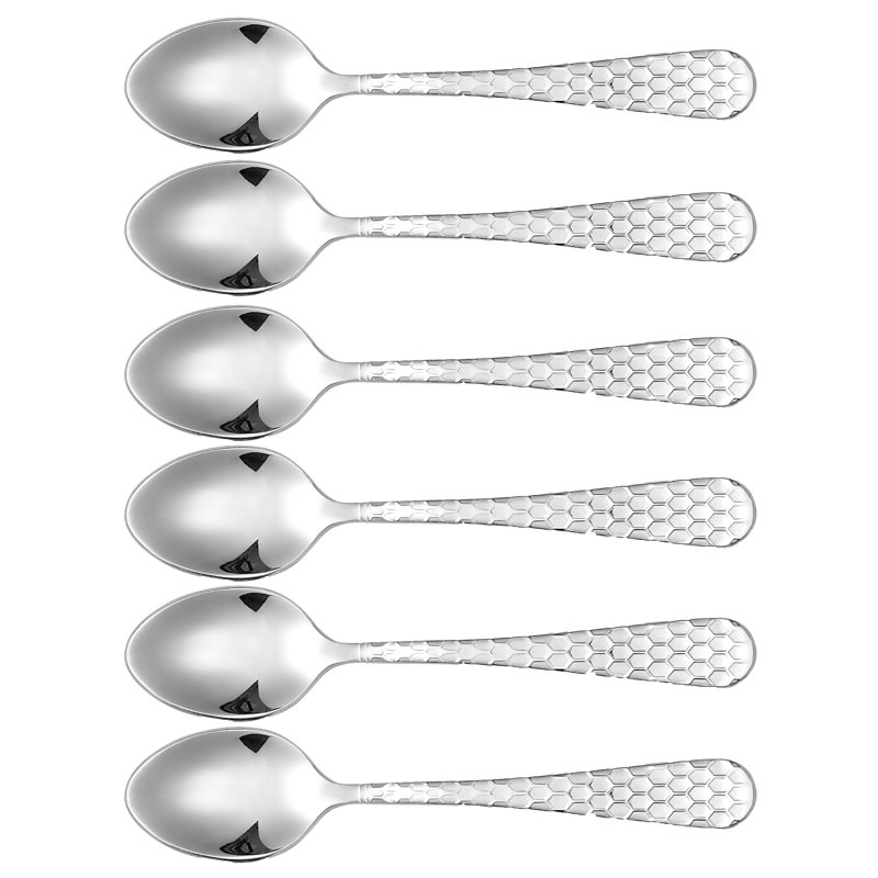 Ensemble de 6 cuillères à espresso texturées de 4,5 pouces Lorren Home Trends, Argent argent