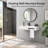 32" V-Shaped Stone Resin Sink with Integrated Towel Bar, Wall-Mounted Floating Bathroom Sink-1206841717