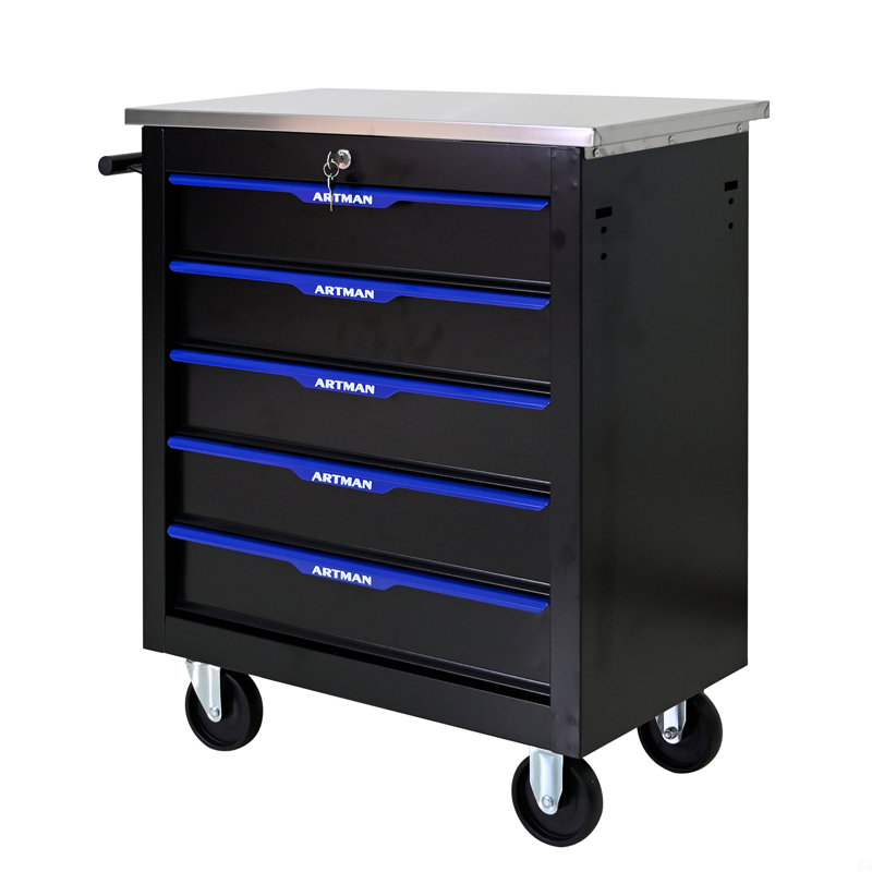 Chariot à outils multifonctionnel à 5 tiroirs avec roulettes