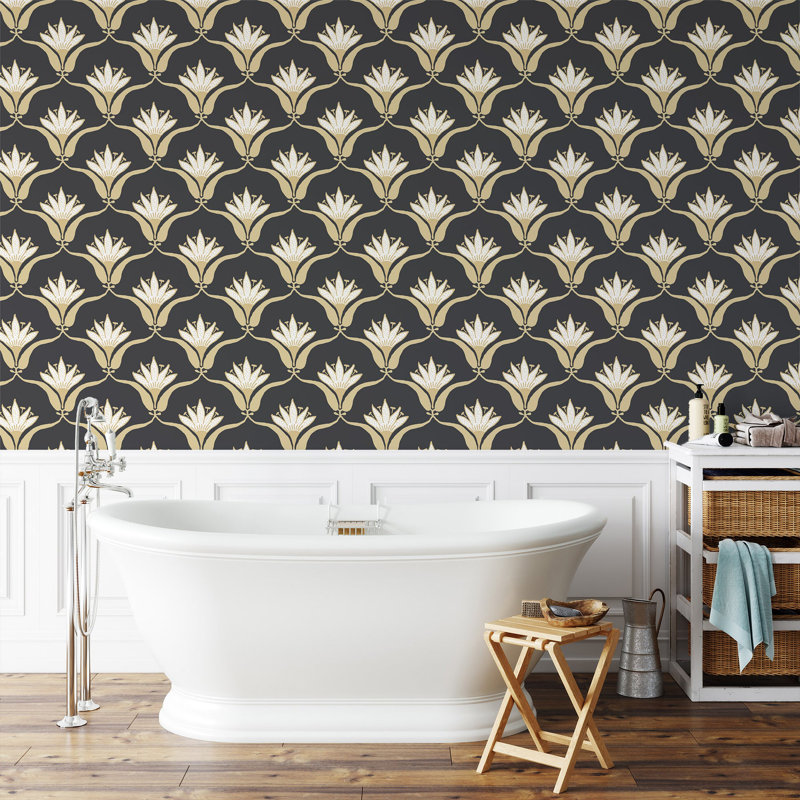 Wallflower - papier peint noir et jaune par Julianne Taylor Style