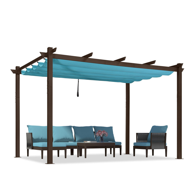 Purple Leaf Aluminium Pergola With Canopy, Blue, 96"H x 144" W x 118" D