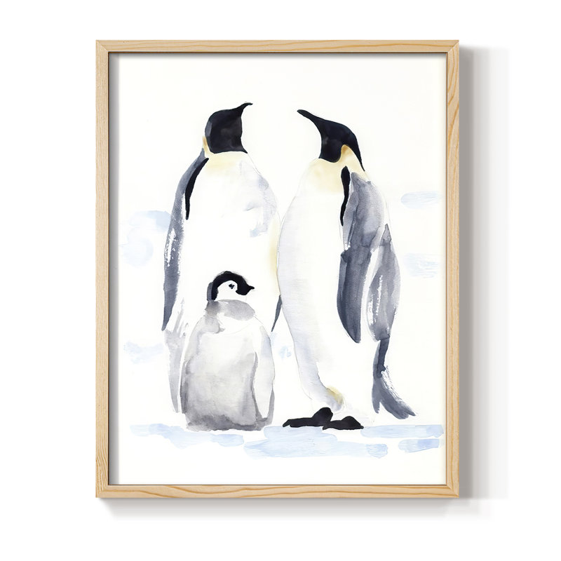 «Emperor Penguins II», reproduction encadrée - bois massif, H 15 po x l 12 po