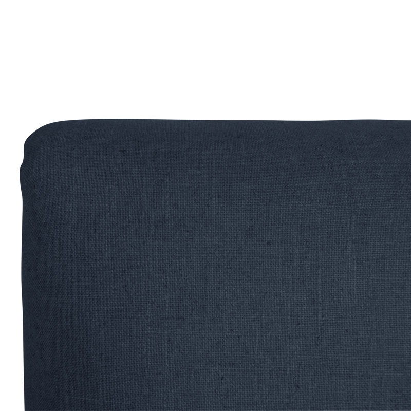 Tabouret de bar et de comptoir Hadrien, Tabouret de comptoir (siège d'une hauteur de 26 p, Lin bleu marine classique, Crème