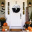 Couronne d'Halloween Jack Skellington de 40 cm, couronne en maille noire et blanche pour porte d'entrée avec décorations de chauve-souris et d'araignée, décoration L'Étrange Noël de Monsieur Jack