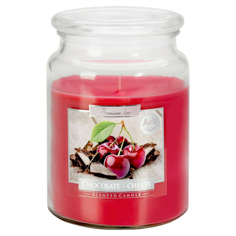 Scented Jar Candle with Glass Holder, Red