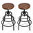 Vintage Industrial Bar Stool-Rustic Swivel Bar Stool-Round Wood Metal Stool-Counter/Bar Height Adjustable Pipe Stool-Cast Steel Stool 23.62"-29.52" (Set Of 2)