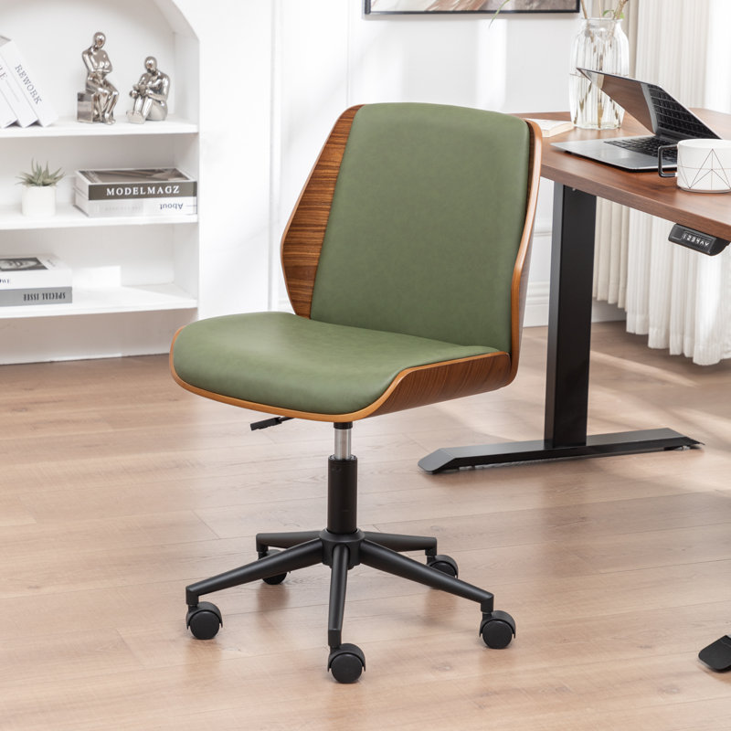 Chaise de bureau rembourrée en similicuir Bryonie, Vert