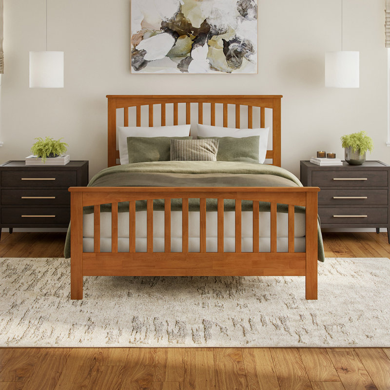 Lit de base Brooklyn avec pied de lit assorti, Caramel clair, Grand
