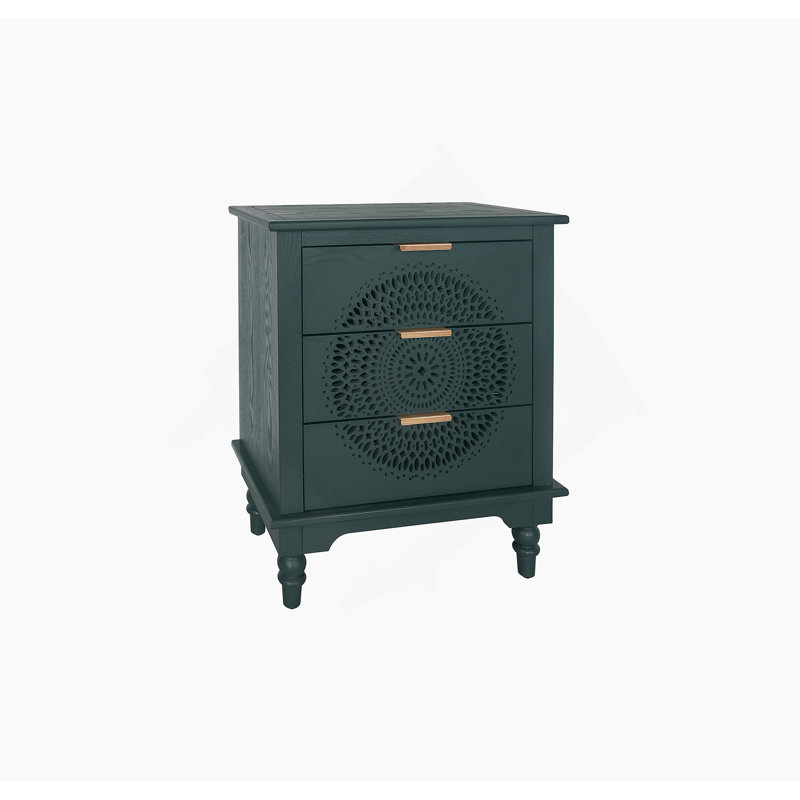 Commode à 3 tiroirs creux avec poignées en métal pour le salon et la chambre à coucher