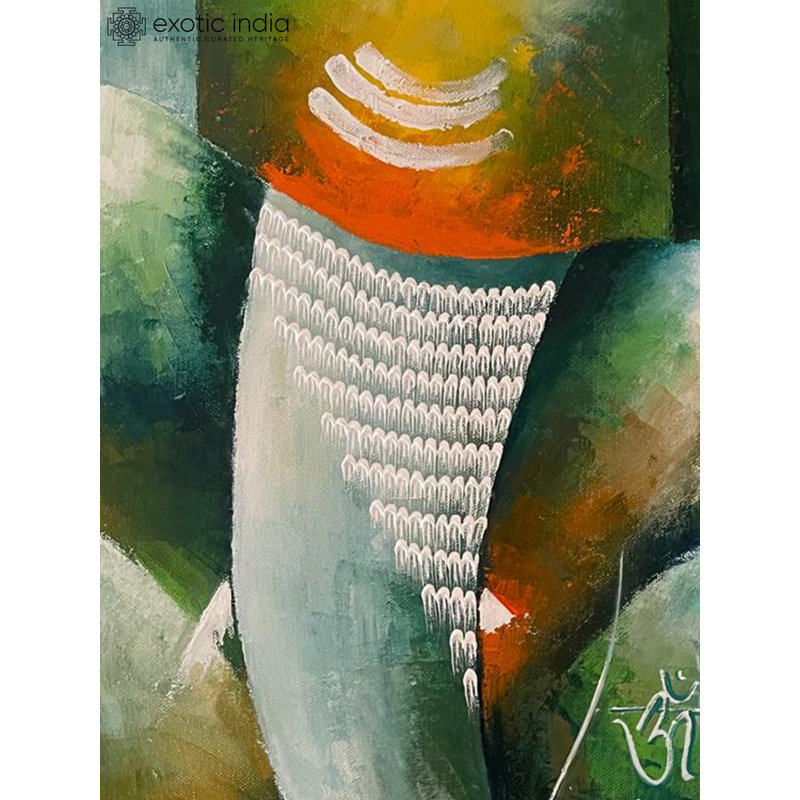 Gajanan, peinture à l'acrylique sur toile avec la technique de la plume par Kanchan Mahante