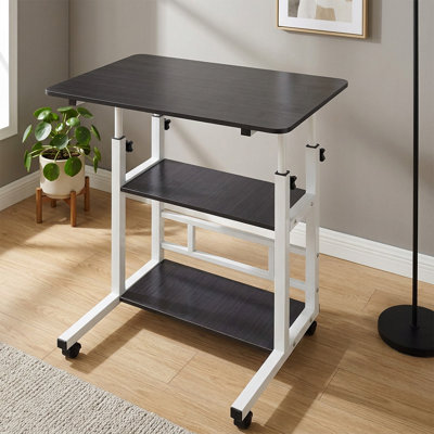 Adjustable Height Overbed Table with Rolling Wheels Bedside Desk