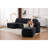133" Modular U-Shaped Sectional Compression Sofa with Removable Recliner Module, Black Woodgrain Chenille, Boneless, Ideal for Large Spaces - Flexible Configuration