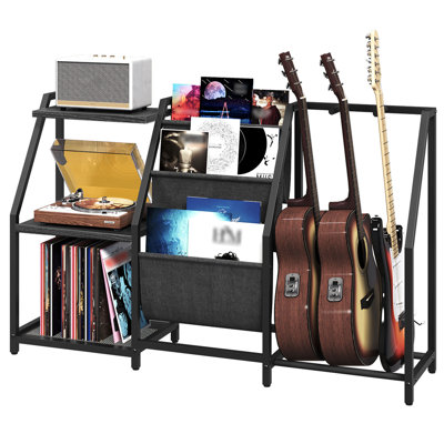 Guitar Stand, Multiple Guitar Rack with Storage and Sling Fabric Pouches