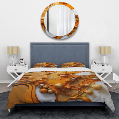 Ensemble de housse de couette liquide jaune et blanc