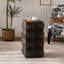 Table d'appoint de 23,2 po de hauteur et en bois massif, brun avec table de gaufrage 3D, hauteur, finition rétro