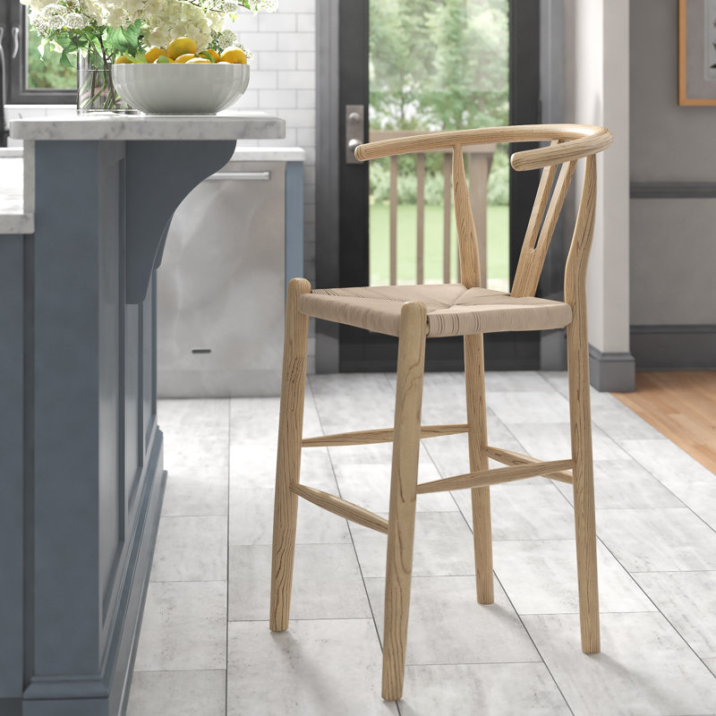 Tabouret de bar et de comptoir Albarado, Tabouret de comptoir (siège d'une hauteur de 26 p, Naturel / Noir