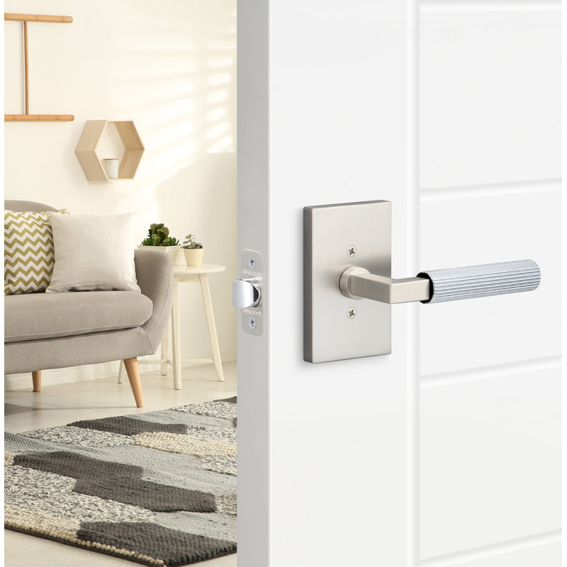 Levanto Passage Rosette, Straight Knurled Grip, Matte Black/Satin Nickel