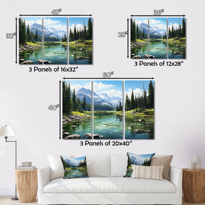 Canada Banff Symphony I, reproduction d'art sur toile 3 pièces, H 28 po x l 36 po x P 1 po