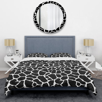 Black And White Giraffe Skin Polyester Animal Print Duvet Cover