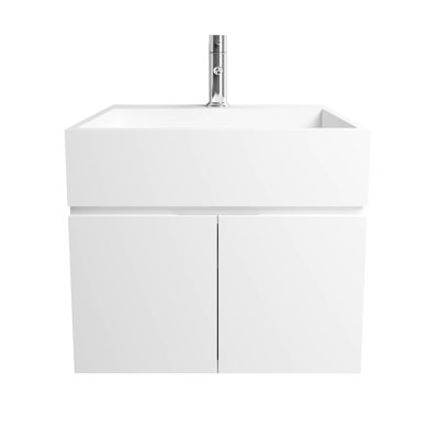 Atwater 23.62 " W Free Standing Wall Mounted Single Double Single Vanity Bathroom Vanity With Solid Surface Top