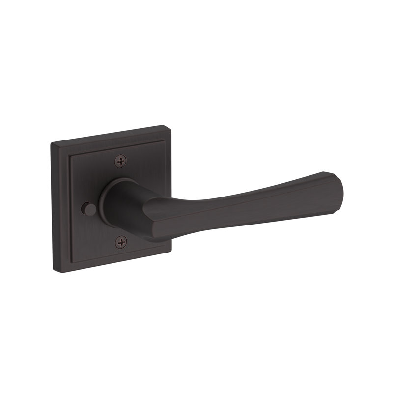 Wyndcliff Privacy Lever with Stepped Square Rose in Polished Chrome, Venetian Bronze
