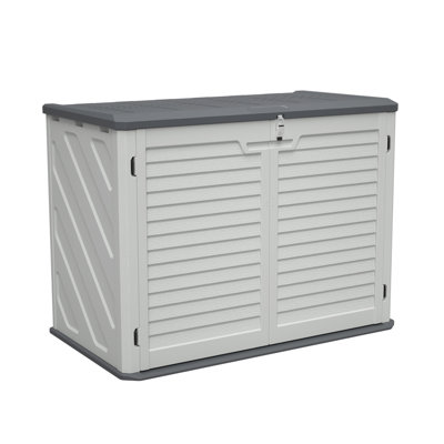 Horizontal Storage Shed Weather Resistance, Large Outdoor Storage Cabinet Lockable, Thick HDPE Plastic Storage Unit For Backyards, Patio, Garden(28 Cu.Ft/Ivory ) White