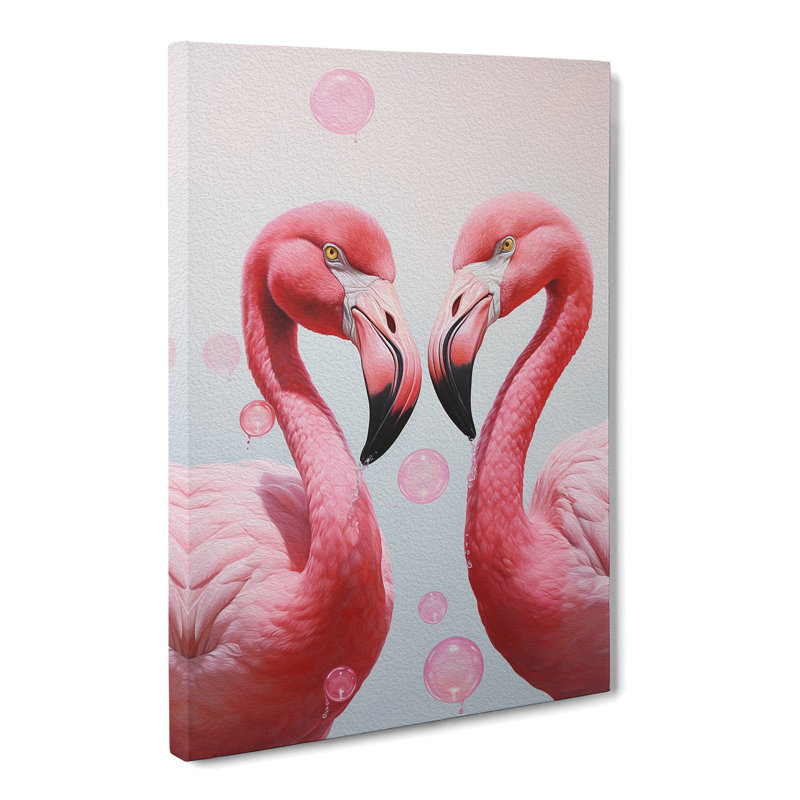 Flamingo Bubble Gum Painting - Wrapped Canvas, 50cm H x 35cm W x 3cm D