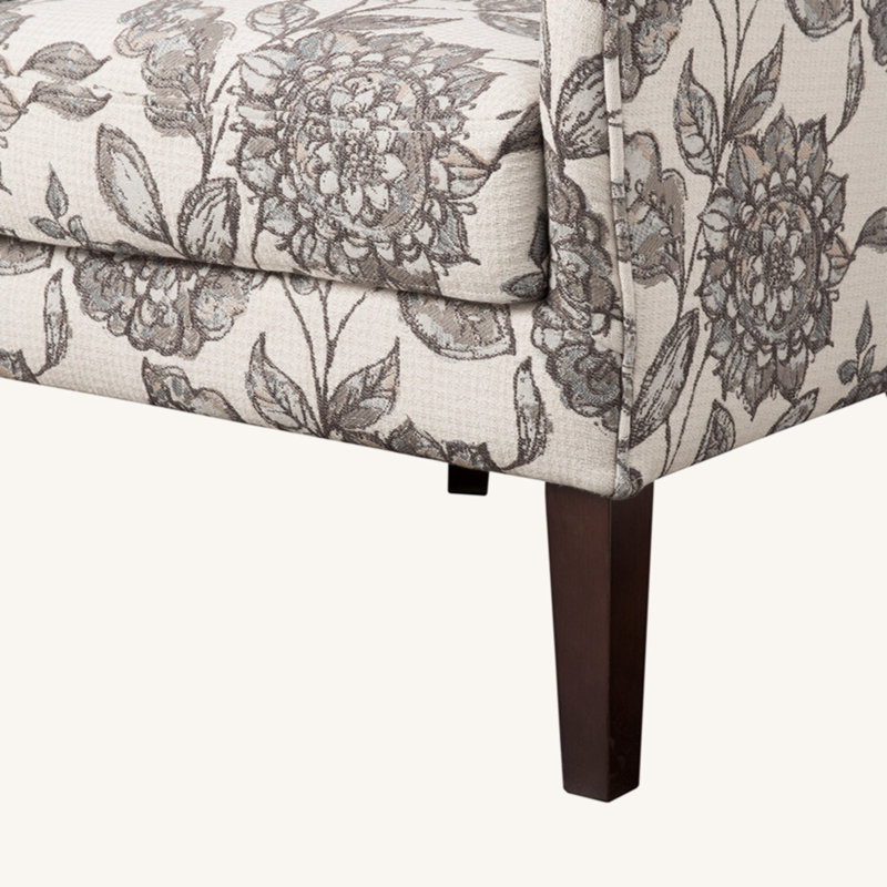 Chaise avec accoudoirs recouverts de tissu d'ameublement, Brun, Tissu multicolore